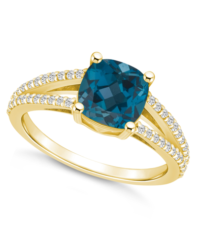 Macy's London Blue Topaz And Diamond Accent Ring In 14k Yellow Gold