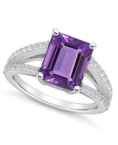 Macy's Amethyst And Diamond Accent Ring In 14k White Gold
