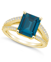 MACY'S LONDON BLUE TOPAZ AND DIAMOND ACCENT RING IN 14K YELLOW GOLD