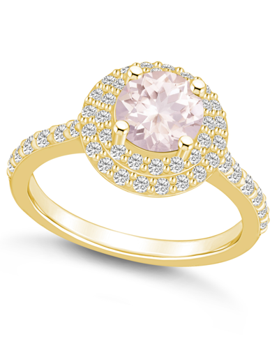 Macy's Morganite And Diamond Accent Halo Ring In 14k Yellow Gold