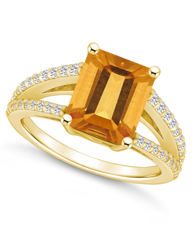 Macy's Citrine And Diamond Accent Ring In 14k Yellow Gold