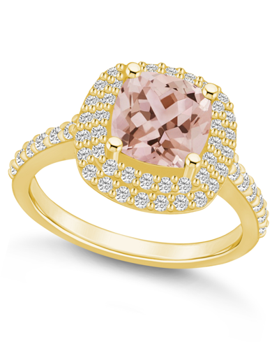 Macy's Morganite And Diamond Accent Halo Ring In 14k Yellow Gold