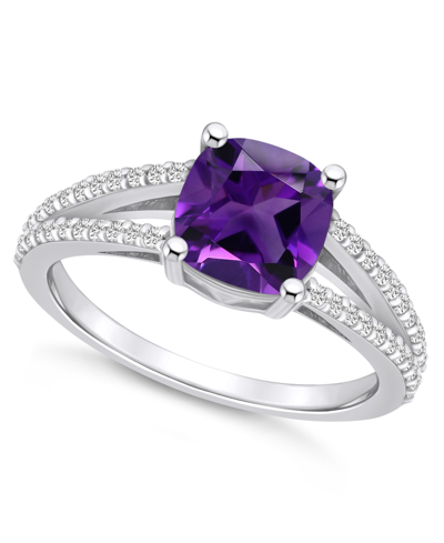 Macy's Amethyst And Diamond Accent Ring In 14k White Gold