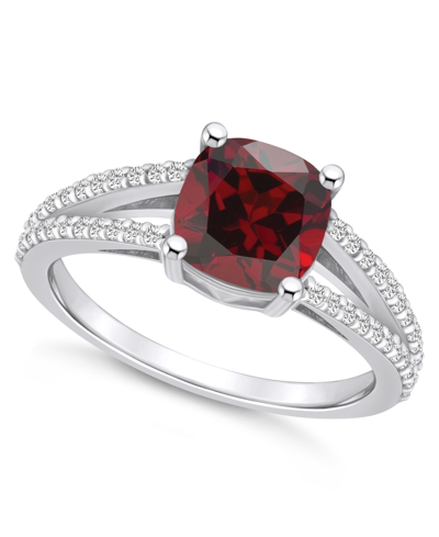 Macy's Garnet And Diamond Accent Ring In 14k White Gold
