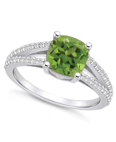 Macy's Peridot And Diamond Accent Ring In 14k White Gold