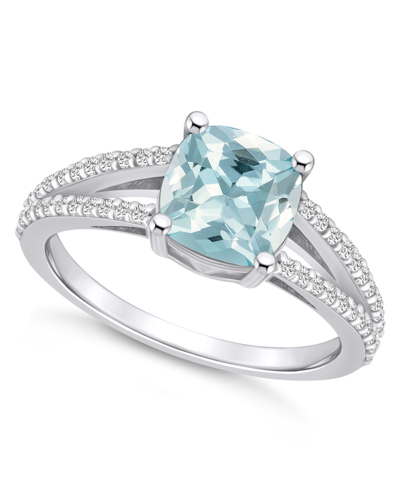 Macy's Aquamarine And Diamond Accent Ring In 14k White Gold