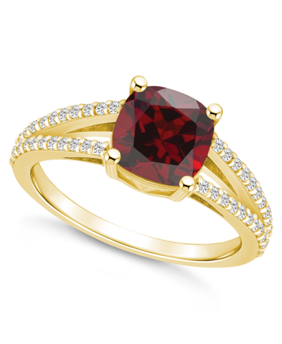 Macy's Garnet And Diamond Accent Ring In 14k Yellow Gold
