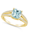 Macy's Aquamarine And Diamond Accent Ring In 14k Yellow Gold In Aquamarine