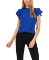 Cece Pintuck Ruffle Short Sleeve Blouse In Deep Royal Blue