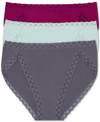 Natori Bliss French Cut 3-pack Brief 152058mp In Berry/mint/anchor