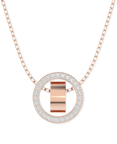 Swarovski Rose Gold-tone Crystal Circle 29-1/2" Adjustable Pendant Necklace In White