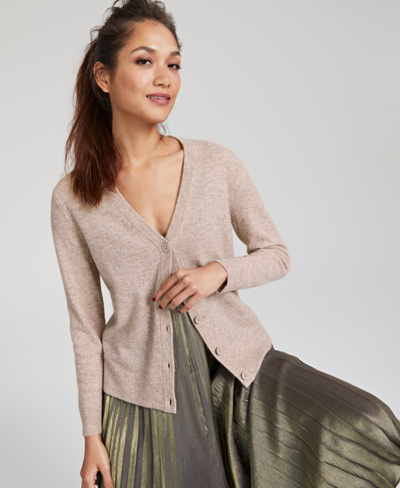 Charter Club Women's 100% Cashmere Cardigan, Created For Macy's In Pearl Taupe