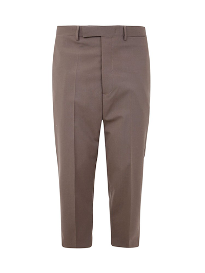 Rick Owens Straight Leg Tailored Cropped Pants In Grey