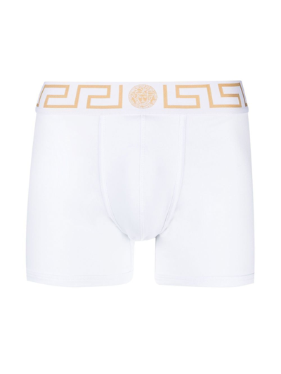 Versace Medusa-jacquard Cotton-blend Jersey Boxer Briefs In White