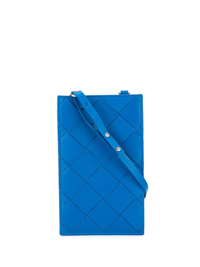Bottega Veneta Men's  Blue Leather Card Holder
