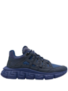 Versace Men's Trigreca Fabric-leather Sneakers In Light Blue