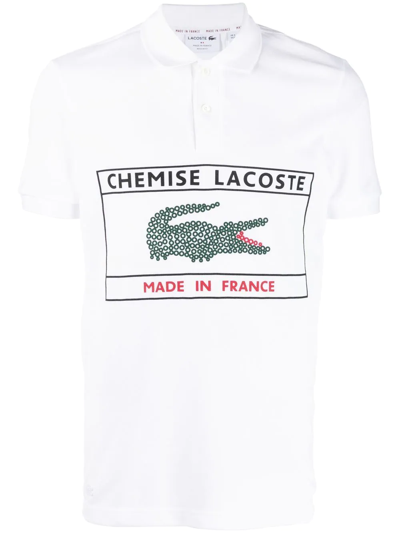Lacoste Graphic Logo-print Polo Shirt In White