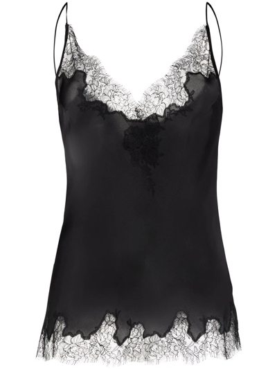 Carine Gilson Lace-panelled Silk Camisole In Black