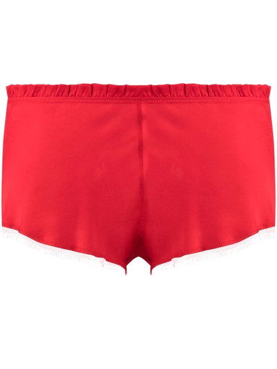 Carine Gilson Lace-trim Silk-satin Pyjama Shorts In Red