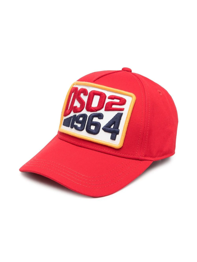 Dsquared2 Kids' Logo-patch Cotton Cap In Red