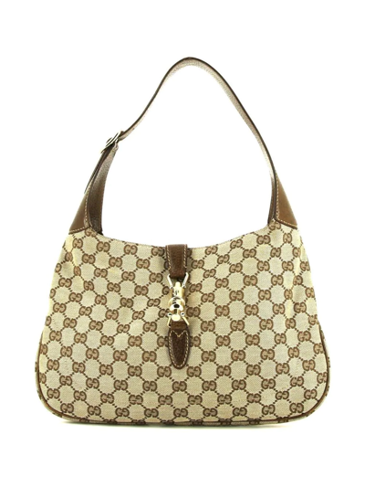 Pre-owned Gucci Monogram Jackie Shoulder Bag In Brown