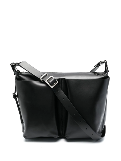 Jil Sander Pilot Leather Crossbody Bag In Black