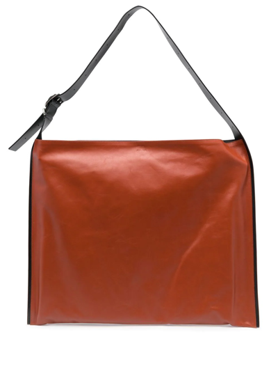 Jil Sander Leather Hobo Shoulder Bag In Brown