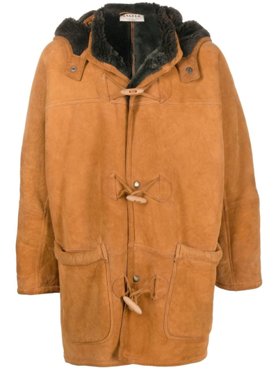 Pre-owned A.n.g.e.l.o. Vintage Cult 1990s Sheepskin Hooded Coat In Brown