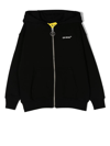 Off-white Racing Arrow Logo Zip-up Hoodie In Black