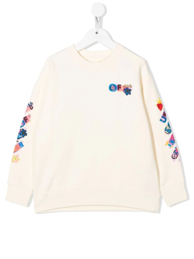 Off-white Kids' Chest Logo-print Detail Sweatshirt In Bianco
