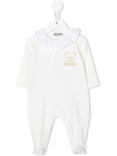 Moschino Babies' Logo-embroidered Romper In White