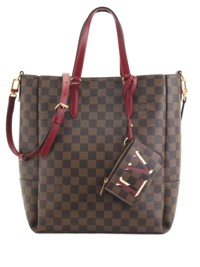 Pre-owned Louis Vuitton  Damier Ebène Belmont Mm Two-way Bag In Brown