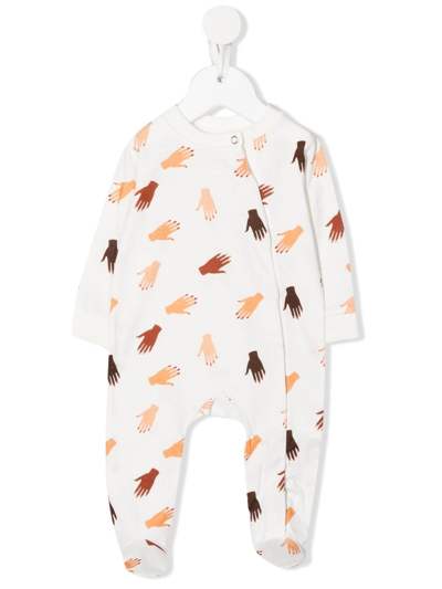 Studio Clay Babies' Hands-print Organic-cotton Pyjamas In White