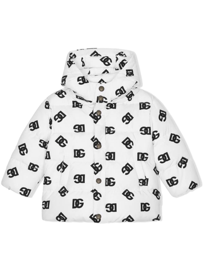 Dolce & Gabbana Babies' Padded Logo-print Coat In White