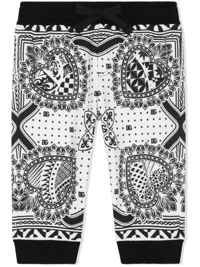 Dolce & Gabbana Babies' Bandana-print Jersey Track Trousers In White