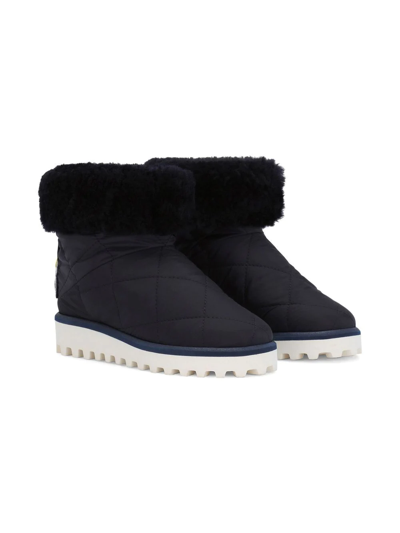 Dolce & Gabbana Kids' Padded Ankle Snow Boots In Blue