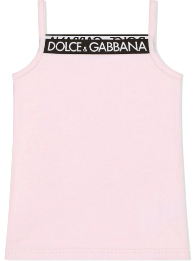 Dolce & Gabbana Kids' Logo-trim Sleeveless Vest In Pink