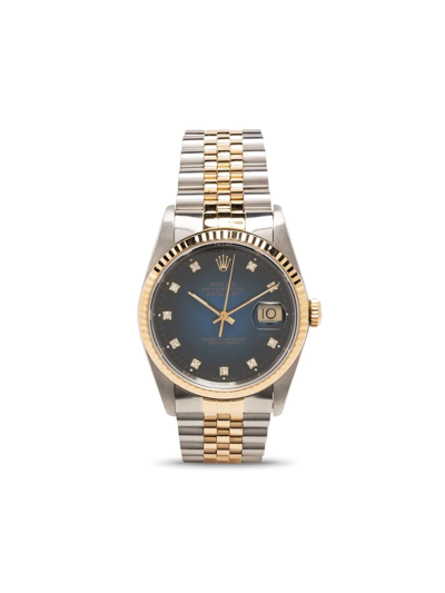 Pre-owned Rolex 1990s  Datejust 36mm In Blue