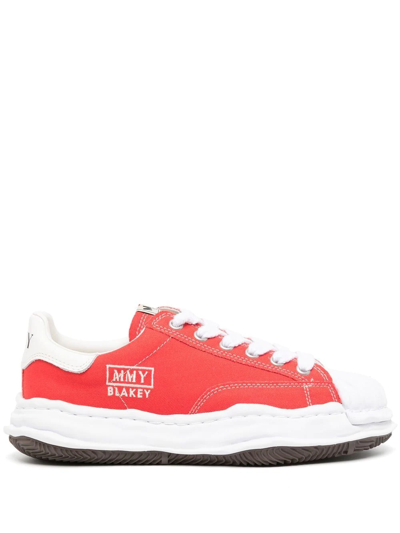 Miharayasuhiro Ridged-trim Low-top Trainers In Red