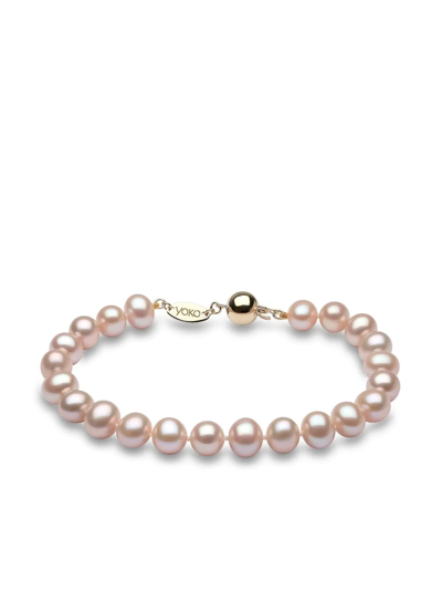 Yoko London 18kt Yellow Gold Classic 7mm Pink Freshwater Pearl Bracelet