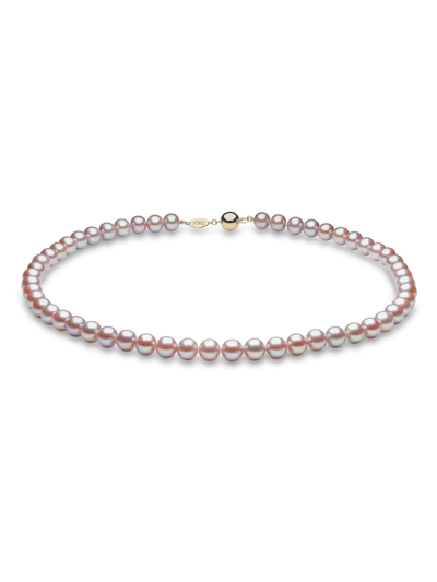 Yoko London 18kt Yellow Gold Classic 7mm Pink Freshwater Pearl Necklace