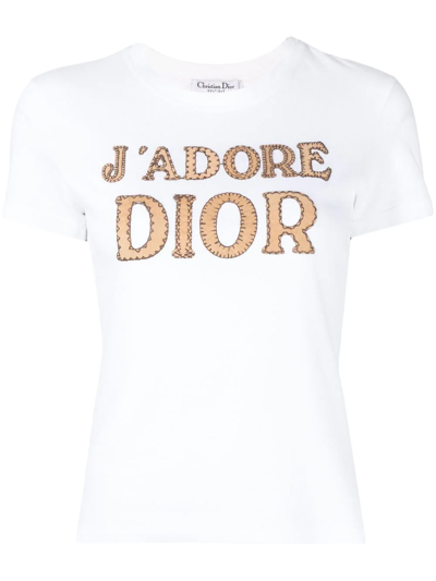 Pre-owned Dior 2000s  J'adore  Patch T-shirt In White