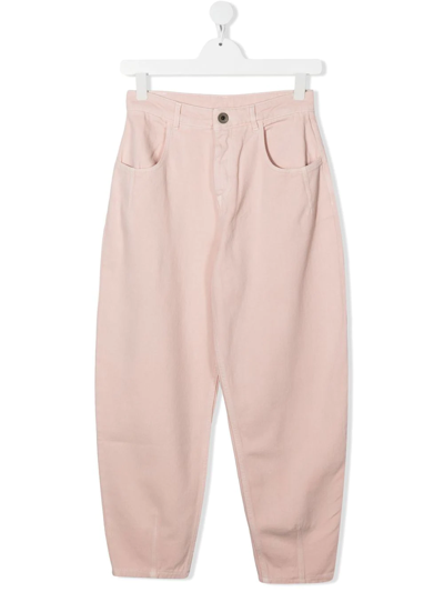Eleventy Teen Tapered-leg Jeans In Pink