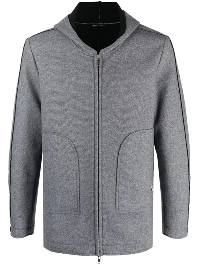 Daniele Alessandrini Herringbone-pattern Hooded Jacket In Grey