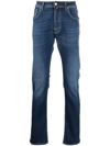 Jacob Cohen Straight-leg Contrast-stitch Jeans In Blue