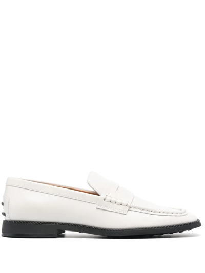 Tod's Square-toe Studded Loafers In White