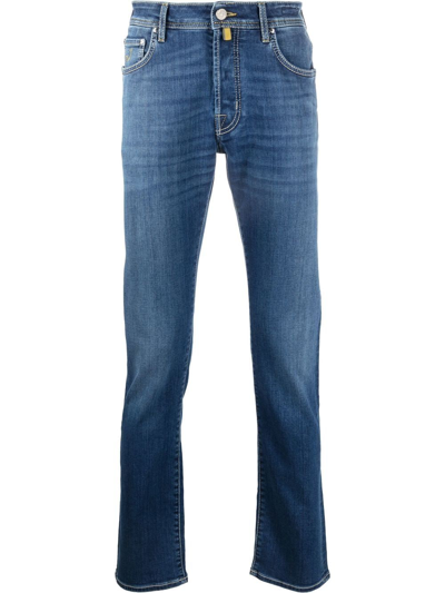 Jacob Cohen Straight-leg Contrast-stitch Jeans In Blue