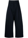 Studio Nicholson Sorte Cropped Cotton-twill Trousers In Blue