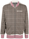 Palm Angels Track Bomber Jacket Brown/white In Brown