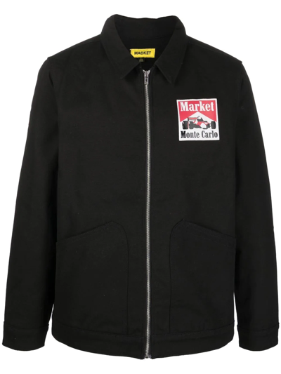 Market Graphic-print Racing Cotton-canvas Jacket In Black